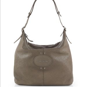 Longchamp Quadri Hobo Dark Green Leather Shoulder Bag